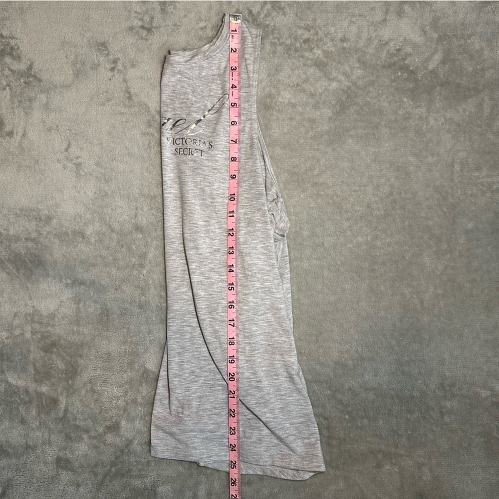 Victorias Secret Angel Tank Top Size S Gray Graphic Racerback Gym Workout Sport - Picture 10 of 14